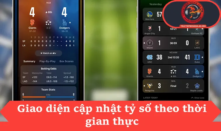 Kết quả bóng đá 2 Giao diện cập nhật tỷ số theo thời gian thực